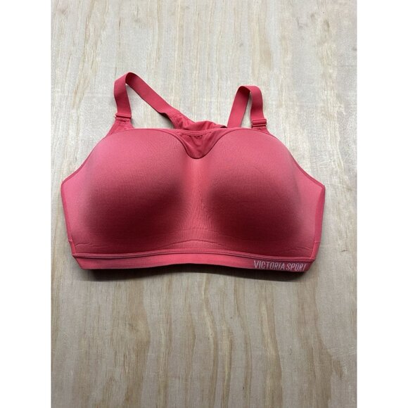 Victoria Secret Sports Bra 38DDD Neon Orange Padded Full Coverage Razor Back - Picture 1 of 6